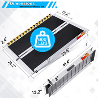 Fold & Travel Mobility Spare Parts 3FT Portable Wheelchair Ramp, Non-Slip Aluminum Folding Handicap Ramps, Door Threshold Wheelchair Ramps for Home, Wheel Chair Ramp for Home Steps, Threshold Ramp for Car, Doorways, Curbs, Stairs