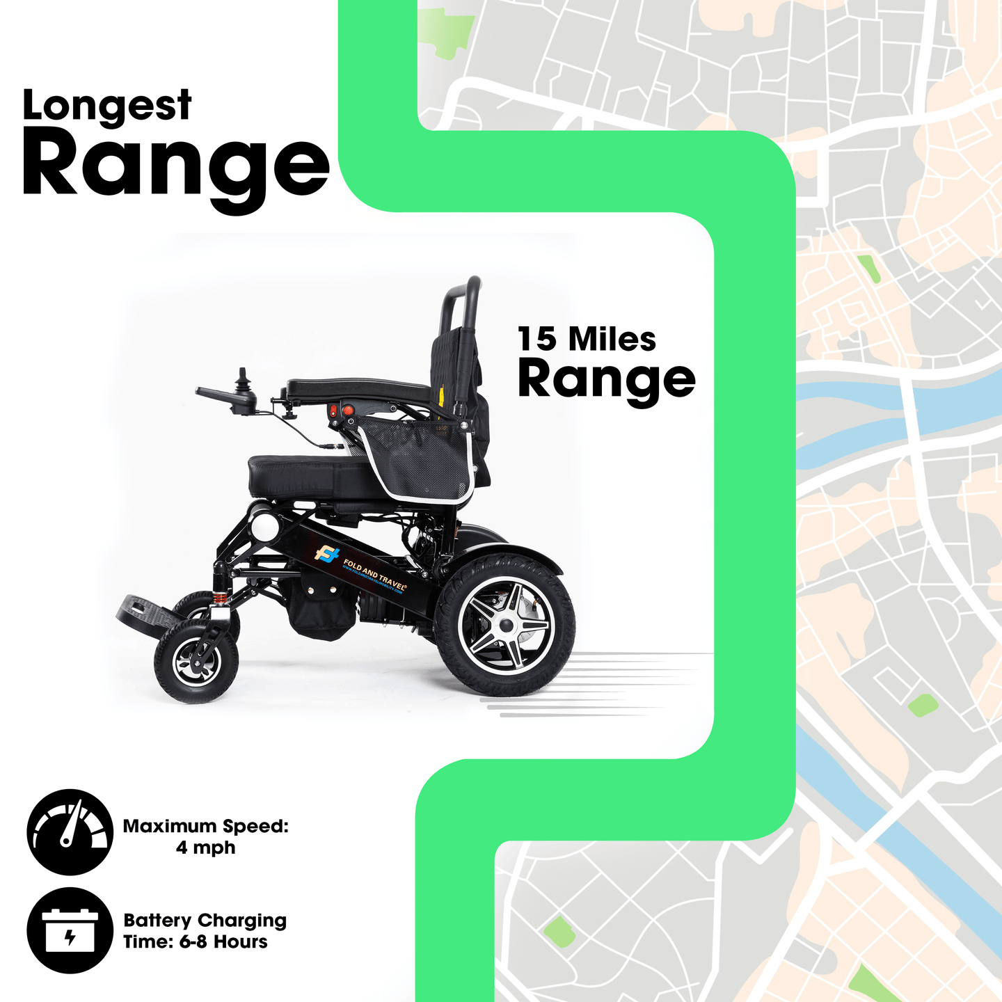 Fold and Travel Electric Wheelchair Black Frame, Black Seat Premium Lightweight Folding Electric Wheelchair Fold And Travel Powered Mobility Scooter Automated Wheel Chair For Adults and Seniors