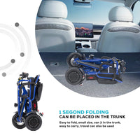 Fold & Travel Mobility WHEELCHAIR COUGAR (Blue) Folding Electric Mobility Scooter 3 Wheel Lightweight Portable Power Travel Scooters