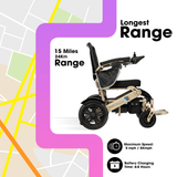 Silver Frame, Brown Seat Premium Auto Folding Electric Wheelchair Fold And Travel Mobility Scooter Wheel Chair Powered Automated For Adults and Seniors