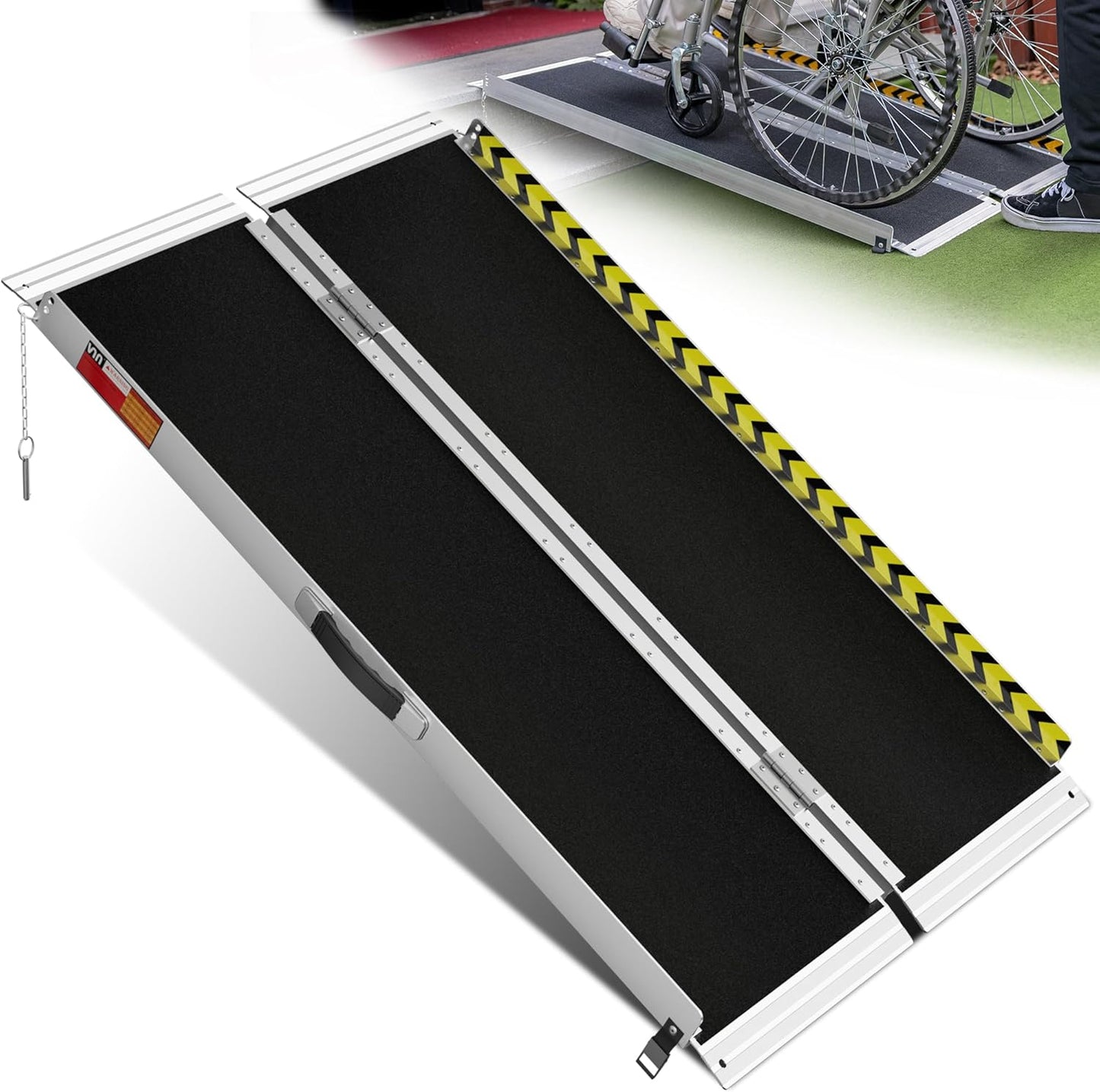 Fold & Travel Mobility Spare Parts Portable Wheelchair Ramp, Non-Slip Aluminum Folding Handicap Ramps, Door Threshold Wheelchair Ramps for Home, Wheel Chair Ramp for Home Steps, Threshold Ramp for Car, Doorways, Curbs, Stairs