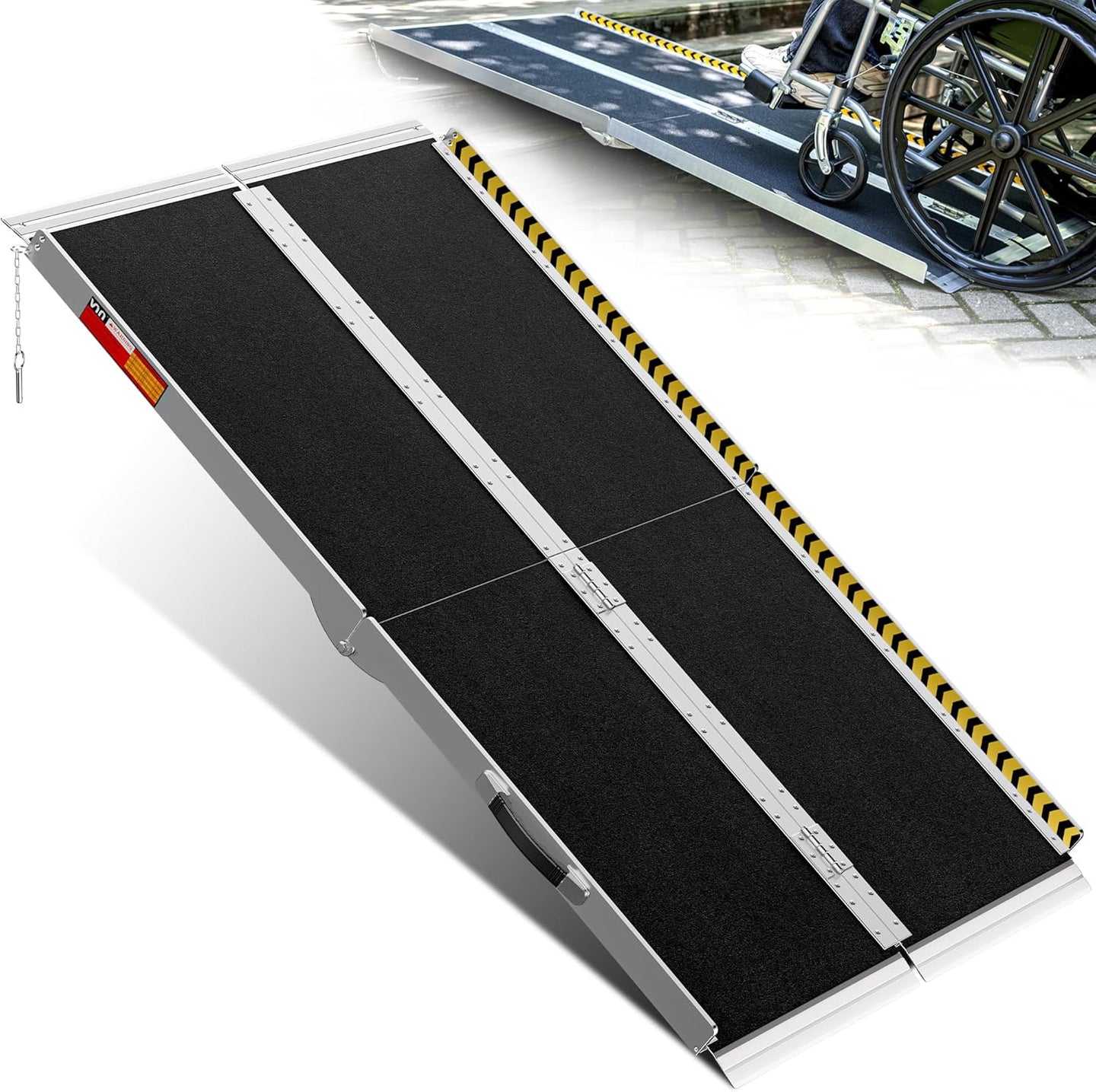 Fold & Travel Mobility Spare Parts Portable Wheelchair Ramp, Non-Slip Aluminum Folding Handicap Ramps, Door Threshold Wheelchair Ramps for Home, Wheel Chair Ramp for Home Steps, Threshold Ramp for Car, Doorways, Curbs, Stairs