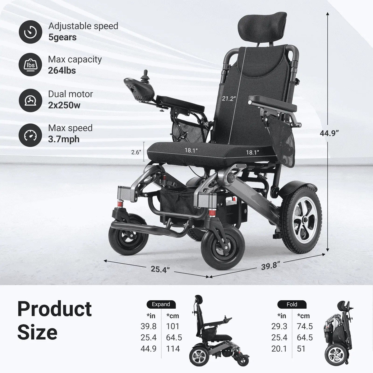 Fold & Travel Mobility accessibility equipment Comfort Reclining Foldable Electric Wheelchairs YL9003 （High capacity）