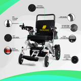 Black Frame, Brown Seat Premium Lightweight Folding Electric Wheelchair Fold And Travel Powered Mobility Scooter Automated Wheel Chair For Adults and Seniors