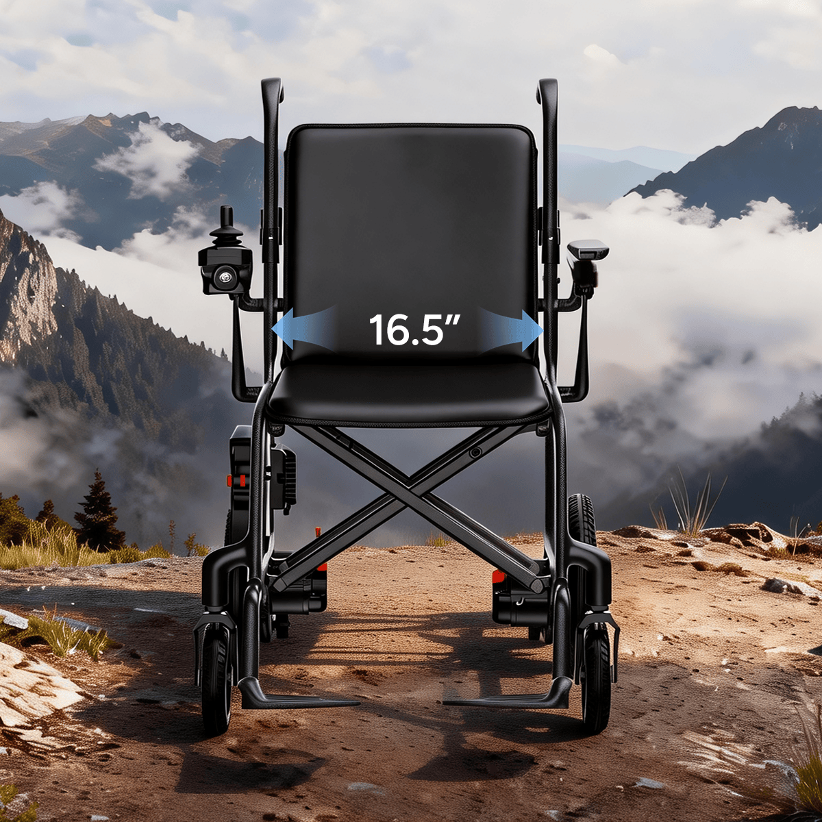 Fold & Travel Mobility Wheelchair Gray Ultra Lightweight Carbon Fiber Electric Wheelchair | Q5