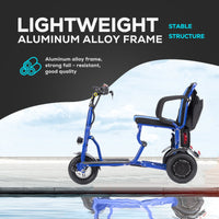 Fold & Travel Mobility WHEELCHAIR COUGAR (Blue) Folding Electric Mobility Scooter 3 Wheel Lightweight Portable Power Travel Scooters