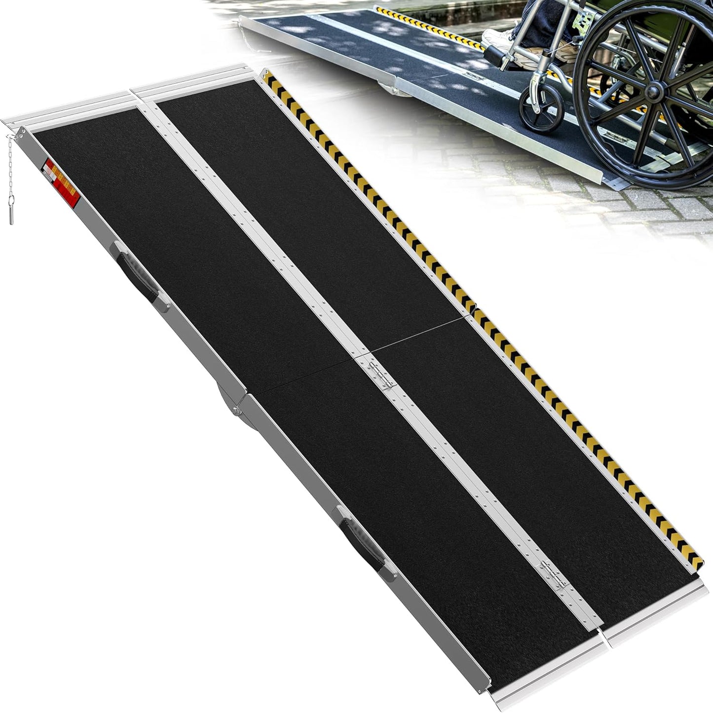 Fold & Travel Mobility Spare Parts Portable Wheelchair Ramp, Non-Slip Aluminum Folding Handicap Ramps, Door Threshold Wheelchair Ramps for Home, Wheel Chair Ramp for Home Steps, Threshold Ramp for Car, Doorways, Curbs, Stairs