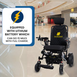 Fold And Travel Auto Recline Foldable Electric Wheelchair for Adults and Seniors Power Wheelchair (Silver Frame, Black Seat)