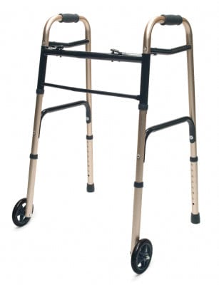 Complete Medical Mobility Products Walker, Adult w/5" Wheels Folding, Gold, Case of 2