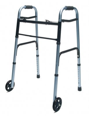 Complete Medical Mobility Products Walker, Adult w/ 5" Wheels Folding, Blue, Case of 2