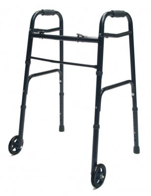 Complete Medical Mobility Products Walker, Adult w/5" Wheels Folding, Black, Case of 2