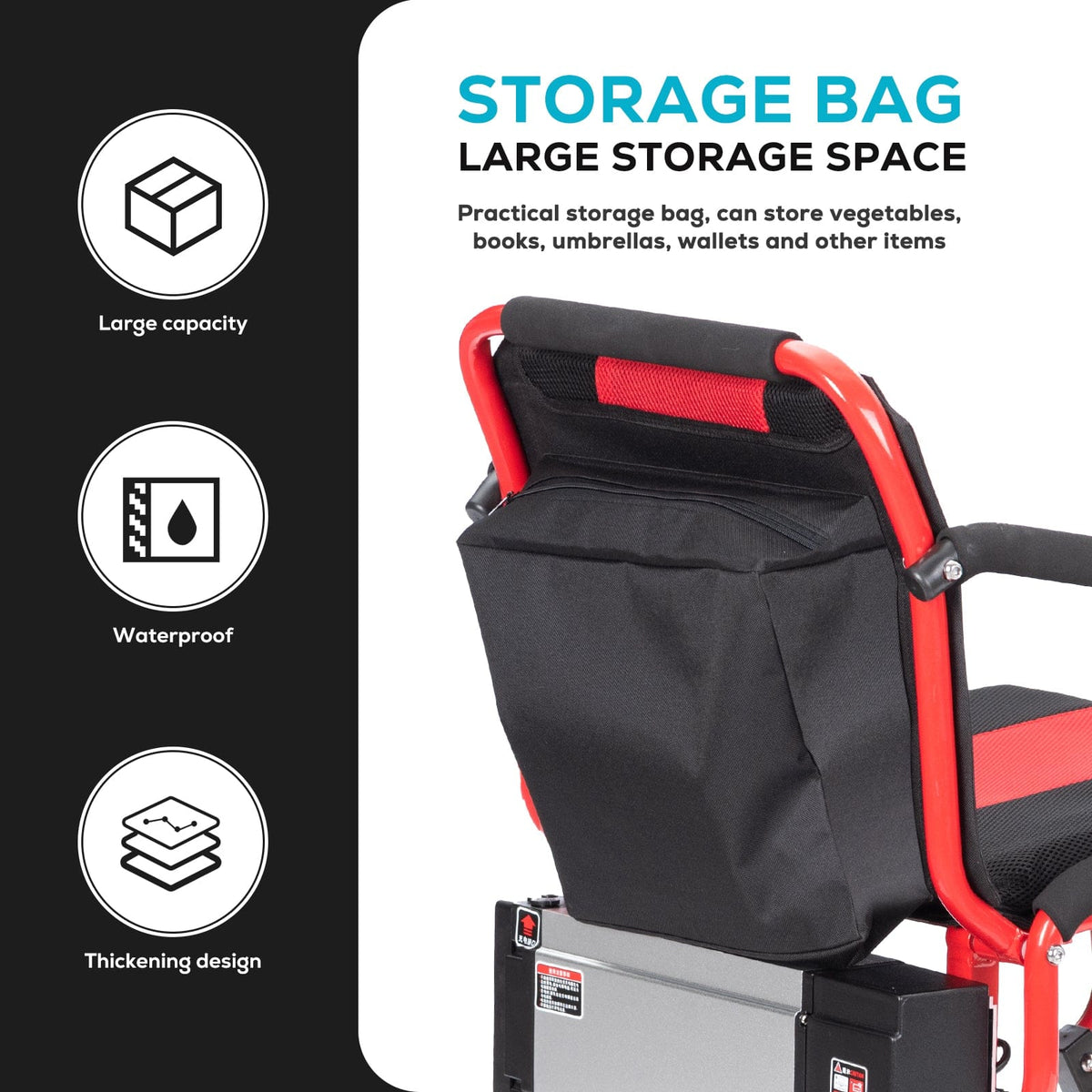 Fold & Travel Mobility WHEELCHAIR COUGAR (Red) Ultra Lightweight Folding Scooter For Adults 3 Wheeler - Portable