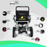 Gold Frame, Red Seat Premium Lightweight Folding Electric Wheelchair Fold And Travel Powered Mobility Scooter Automated Wheel Chair For Adults and Seniors