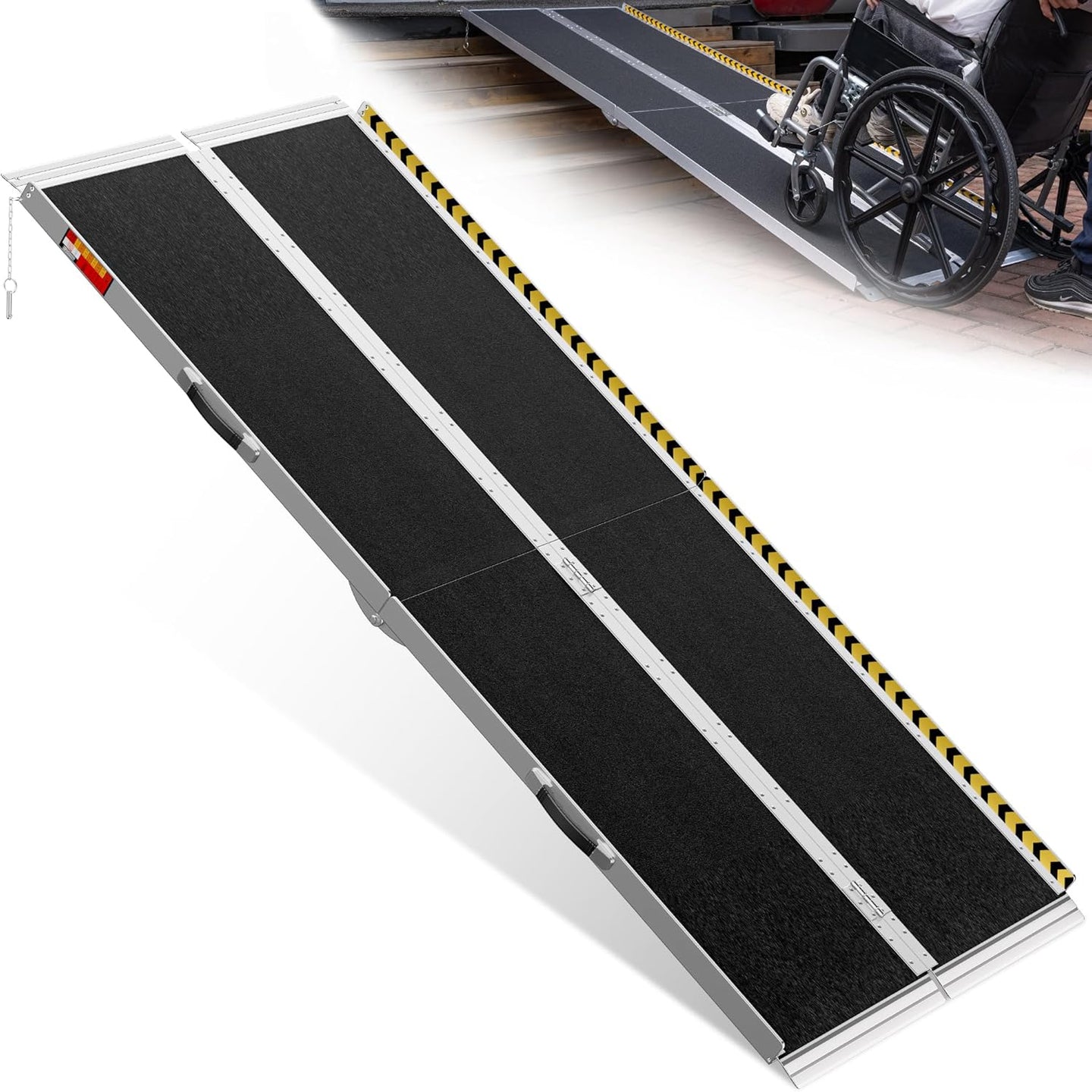 Fold & Travel Mobility Spare Parts Portable Wheelchair Ramp, Non-Slip Aluminum Folding Handicap Ramps, Door Threshold Wheelchair Ramps for Home, Wheel Chair Ramp for Home Steps, Threshold Ramp for Car, Doorways, Curbs, Stairs