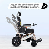 Fold And Travel Auto Recline Foldable Electric Wheelchair for Adults and Seniors Power Wheelchair (Gold Frame, Black Seat)