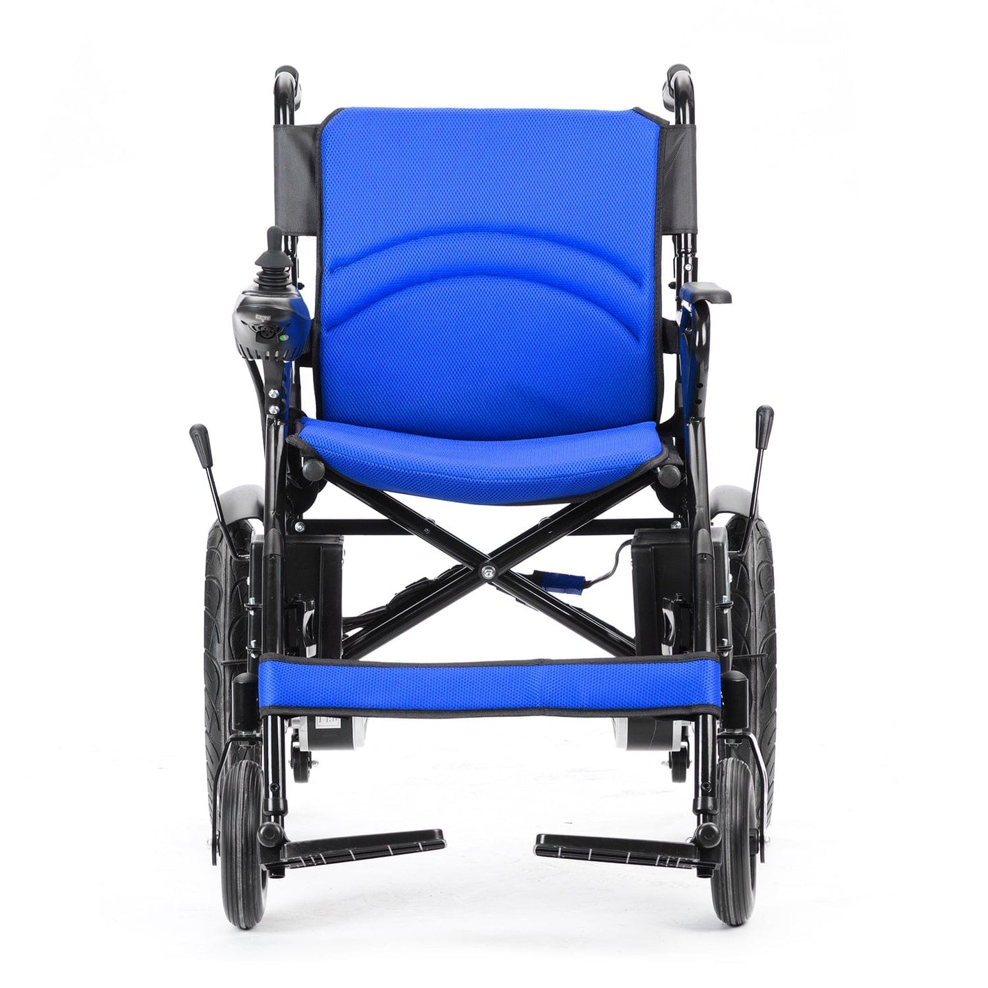 Fold and Travel Mobility & Accessibility Lightweight Foldable Electric Wheelchair with Lithium Battery Power Chair - Blue