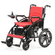 Fold and Travel Electric Wheelchair Red Electric Wheelchair with Lithium Battery, Electric Power Wheelchair Auto and Manual Mode