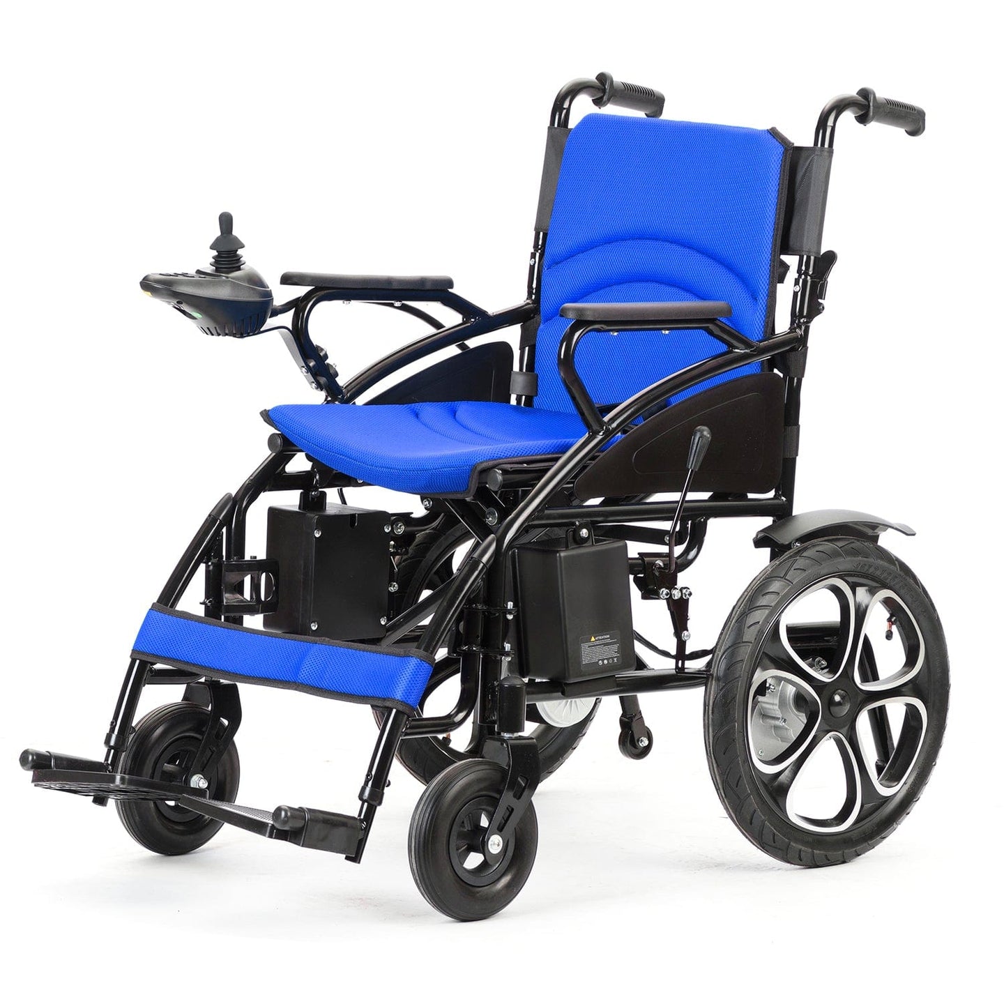 Fold and Travel Electric Wheelchair Blue Electric Wheelchair with Lithium Battery, Electric Power Wheelchair Auto and Manual Mode