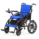 Fold and Travel Electric Wheelchair Blue Electric Wheelchair with Lithium Battery, Electric Power Wheelchair Auto and Manual Mode