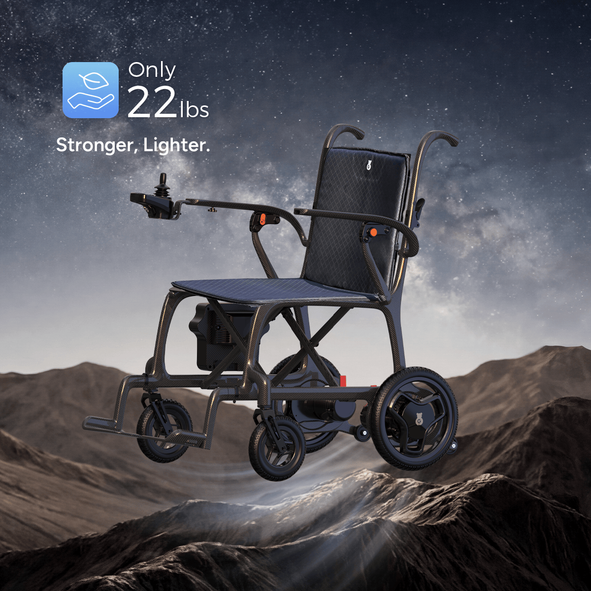 Fold & Travel Mobility Wheelchair Gray Ultra Lightweight Carbon Fiber Electric Wheelchair | Q5