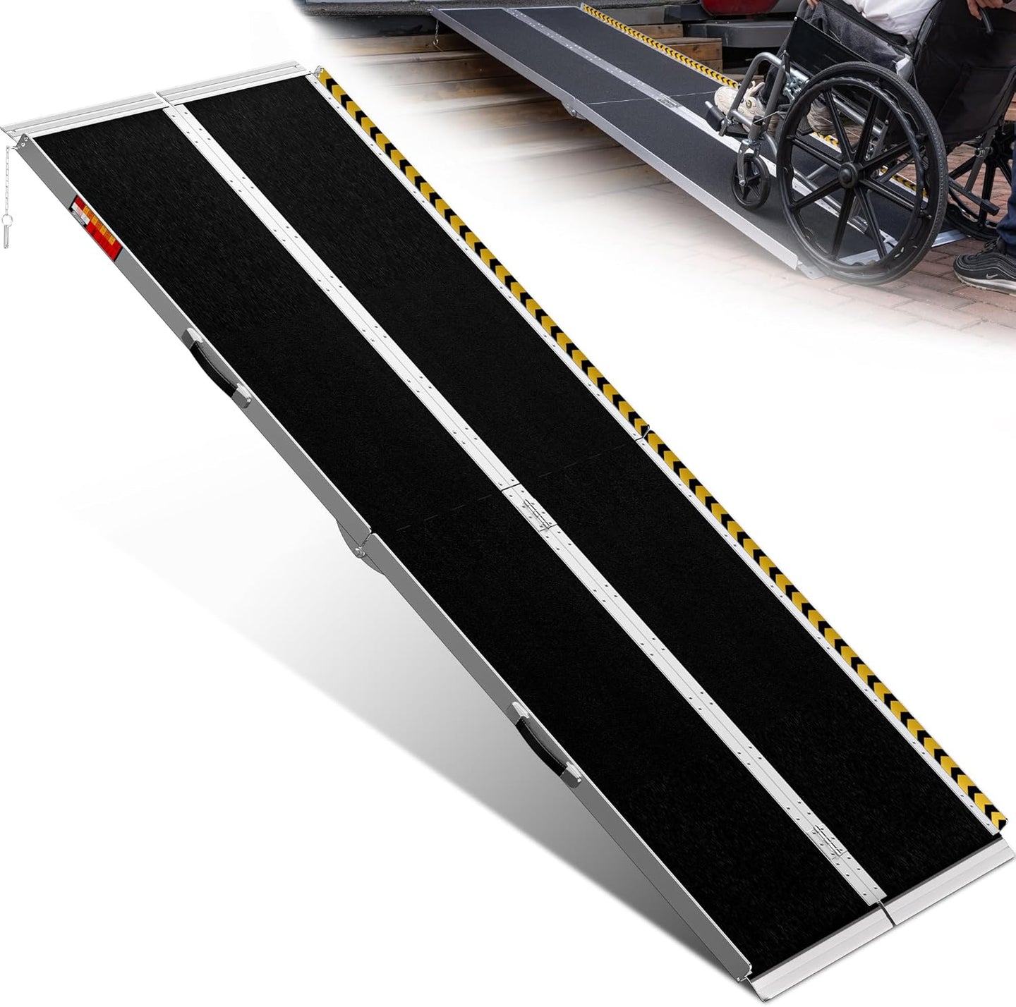 Fold & Travel Mobility Spare Parts Portable Wheelchair Ramp, Non-Slip Aluminum Folding Handicap Ramps, Door Threshold Wheelchair Ramps for Home, Wheel Chair Ramp for Home Steps, Threshold Ramp for Car, Doorways, Curbs, Stairs