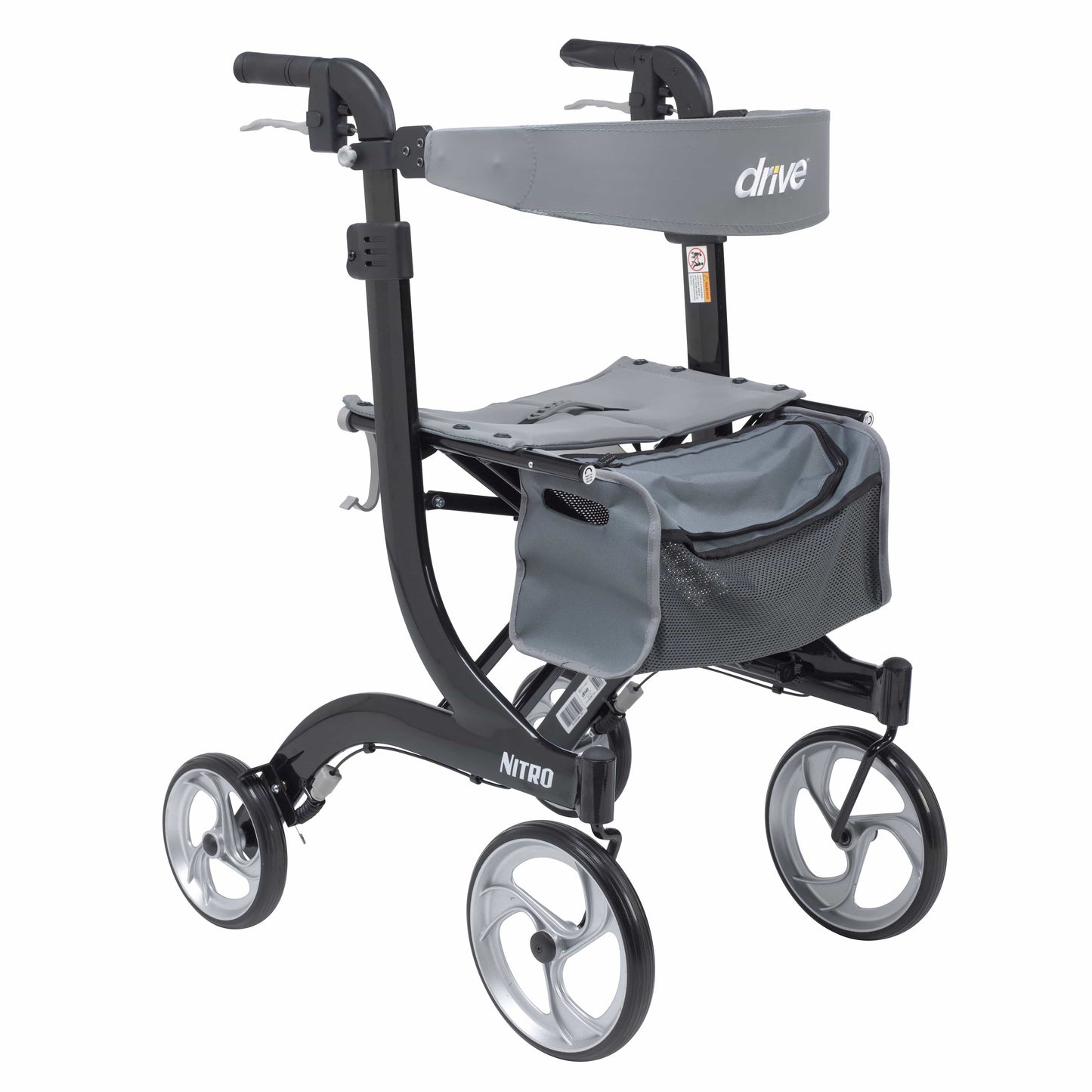 Drive Medical Rollators & Walkers Black 4 Wheel Rollator drive™ Nitro Adjustable Height / Tall / Folding Aluminum Frame