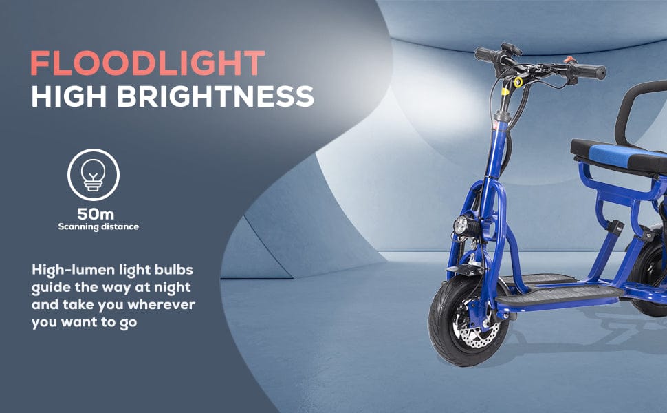 Fold & Travel Mobility WHEELCHAIR COUGAR (Blue) Folding Electric Mobility Scooter 3 Wheel Lightweight Portable Power Travel Scooters