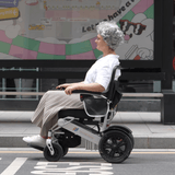 Silver Frame, Brown Seat Premium Auto Folding Electric Wheelchair Fold And Travel Mobility Scooter Wheel Chair Powered Automated For Adults and Seniors
