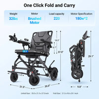 Fold & Travel Mobility accessibility equipment Upgrade Airline-Approved Lightweight Folding Electric Wheelchair A406 (Travel-Ready)