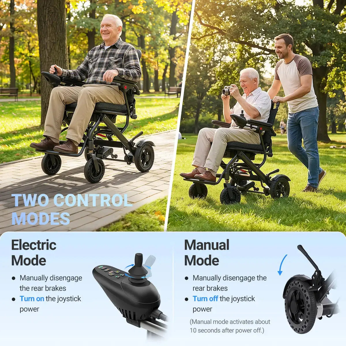 Fold & Travel Mobility accessibility equipment Upgrade Airline-Approved Lightweight Folding Electric Wheelchair A406 (Travel-Ready)