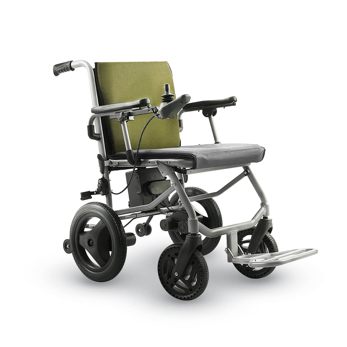Fold & Travel Mobility WHEELCHAIR KANO (Green) -Foldable Electric Wheelchair, Travel Size, User-Friendly