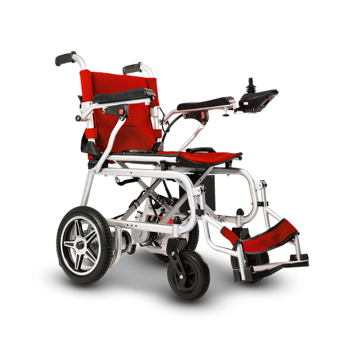 Fold & Travel Mobility WHEELCHAIR ARTEMIS PRO (Red)-Lightweight Foldable Electric Wheelchair 500W -12 miles