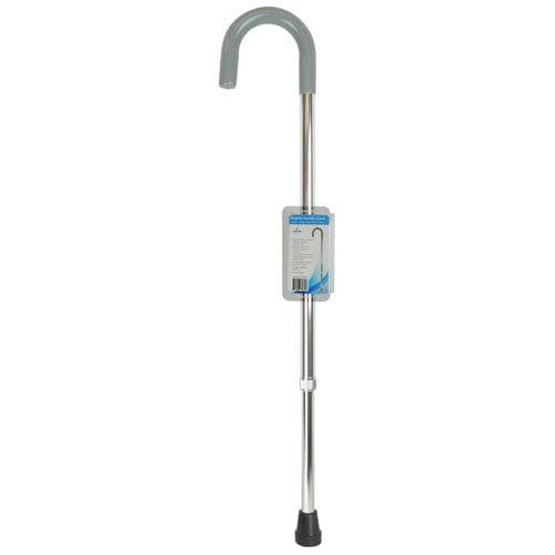 Complete Medical Mobility Products Cane, Round Handle, Blue Jay Silver with Vinyl Comfort Grip