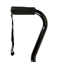 Complete Medical Mobility Products Cane, Soft Foam Offset Handle, Blue Jay, Black with Strap