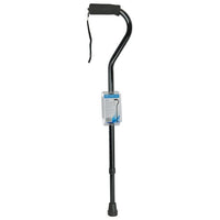 Complete Medical Mobility Products Cane, Soft Foam Offset Handle, Blue Jay, Black with Strap