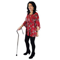 Complete Medical Mobility Products Cane, Soft Foam Offset Handle, Blue Jay, Silver with Strap