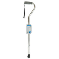 Complete Medical Mobility Products Cane, Soft Foam Offset Handle, Blue Jay, Silver with Strap