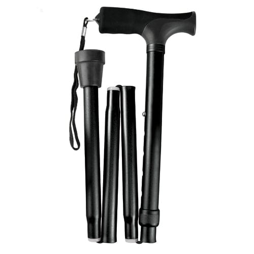 Complete Medical Mobility Products Cane, Folding Blue Jay Black, Pistol Grip, 33" - 37"