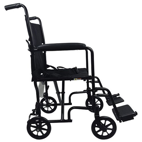 Complete Medical Wheelchairs & Accessories ROLL WITH ME 19" Aluminum Transport Wheelchair, Blue