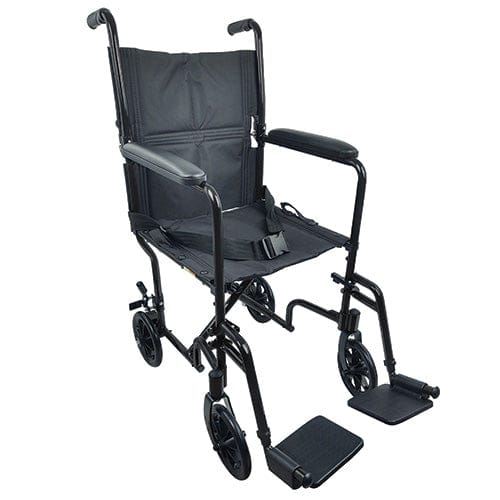 Complete Medical Wheelchairs & Accessories ROLL WITH ME 19" Aluminum Transport Wheelchair, Black