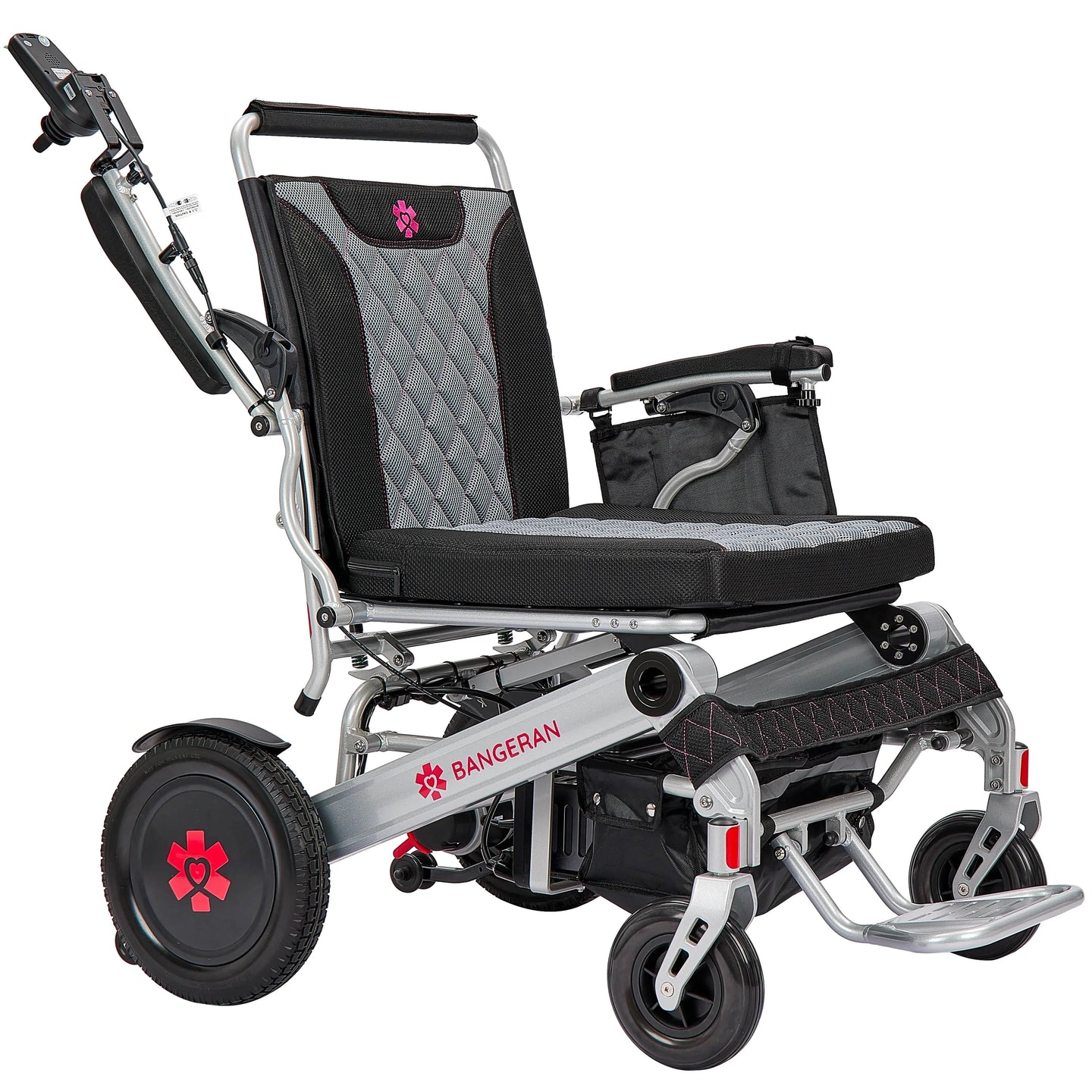 Fold and Travel Electric Wheelchair Heavy Duty Electric Wheelchair 22" Wide Seat Foldable Power Wheelchair 500 lbs Weight Capacity