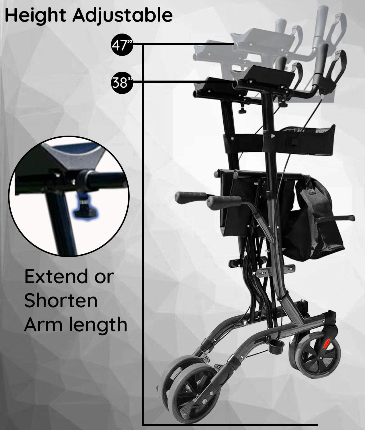 Bangeran Rollators & Walkers BreezeStride Folding Upright Rollator Walker Durable Foldable Up Right Rolling Walker with Seat