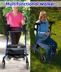 Bangeran Rollators & Walkers BreezeStride Folding Upright Rollator Walker Durable Foldable Up Right Rolling Walker with Seat