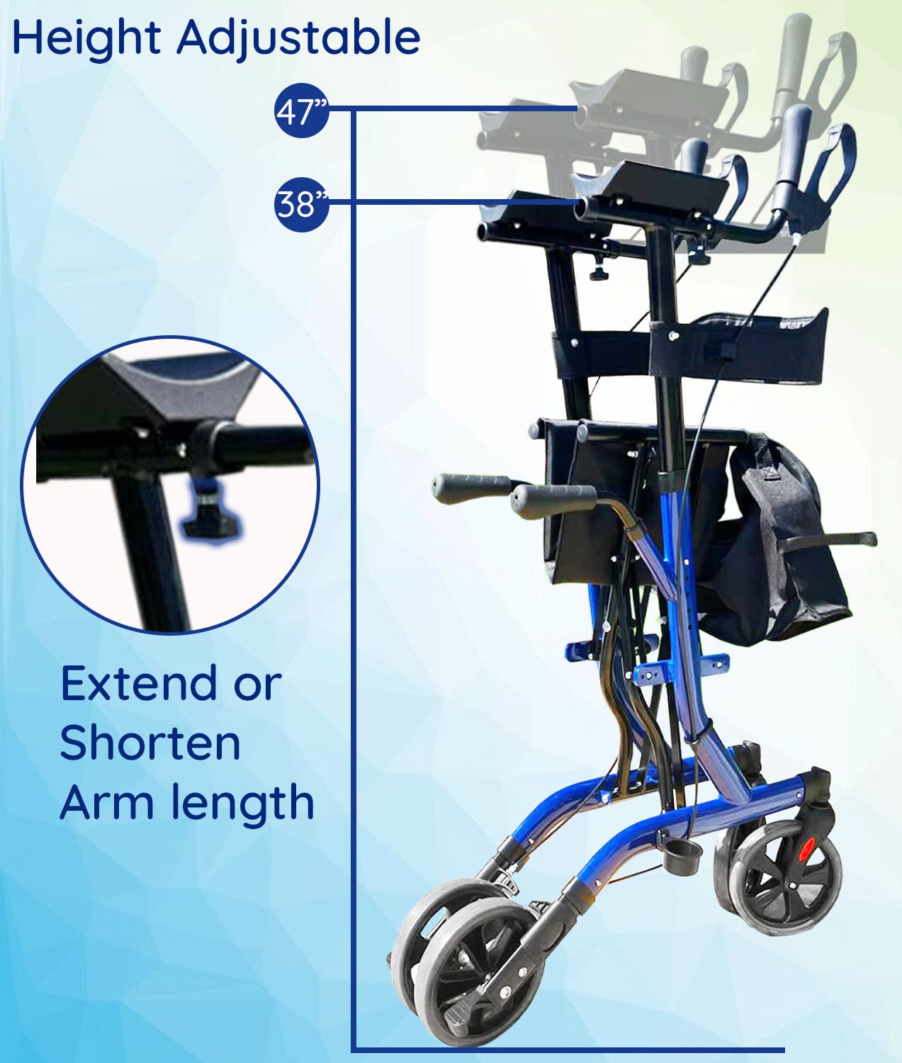 Bangeran Rollators & Walkers BreezeStride Folding Upright Rollator Walker Durable Foldable Up Right Rolling Walker with Seat