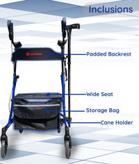 Bangeran Rollators & Walkers BreezeStride Folding Upright Rollator Walker Durable Foldable Up Right Rolling Walker with Seat