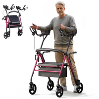 Fold & Travel Mobility accessibility equipment Dual-Use Upright Rollator Walker with Seat C1334A