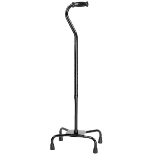 Complete Medical Mobility Products Quad Cane, Large Base, Black 300 LB Weight Capacity