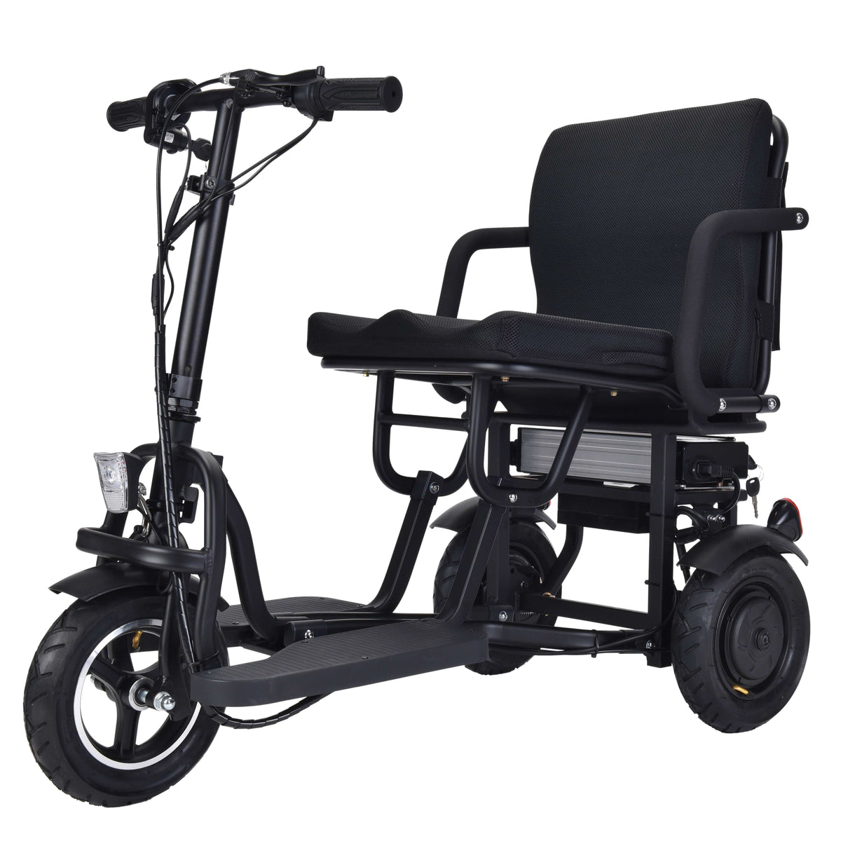 Fold & Travel Mobility WHEELCHAIR COUGAR (Black) Folding Electric Mobility Scooter 3 Wheel Lightweight Portable Power Travel Scooters