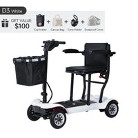 Fold & Travel Mobility Mobility Scooter WHITE Paiseec Lightweight Mobility Scooter D3