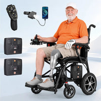 Fold & Travel Mobility accessibility equipment Ultra Lightweight Carbon Fiber Electric Wheelchair with Caregiver Remote Control